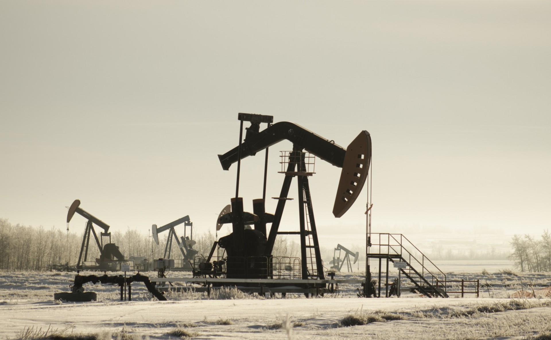 Image of oil field and acid lake. 