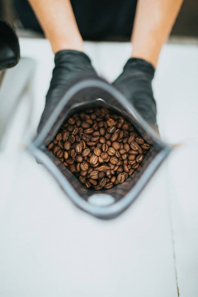 A bag of coffee beans